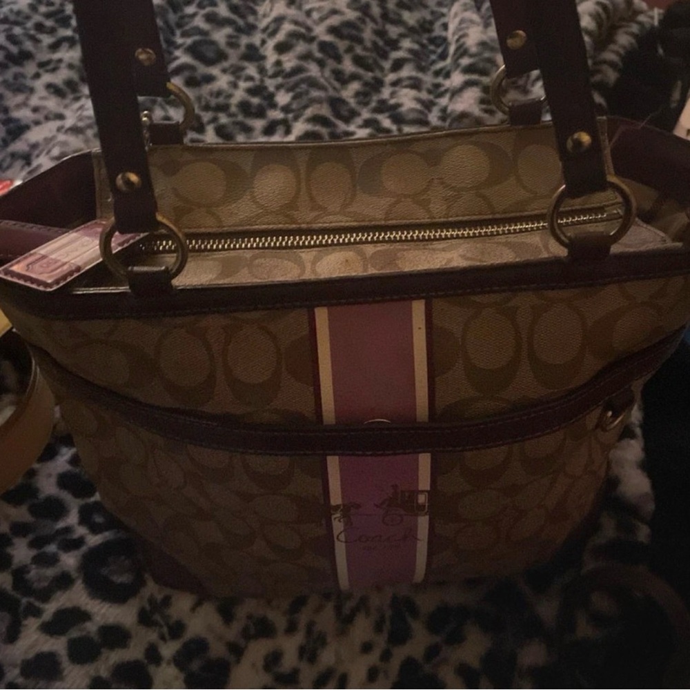 Brown and Purple Designer Tote Bag